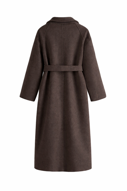 Katell Belted Longline Coat - Chocolate Brown