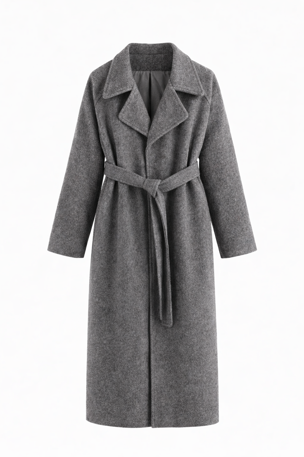 Katell Belted Longline Coat - Gray
