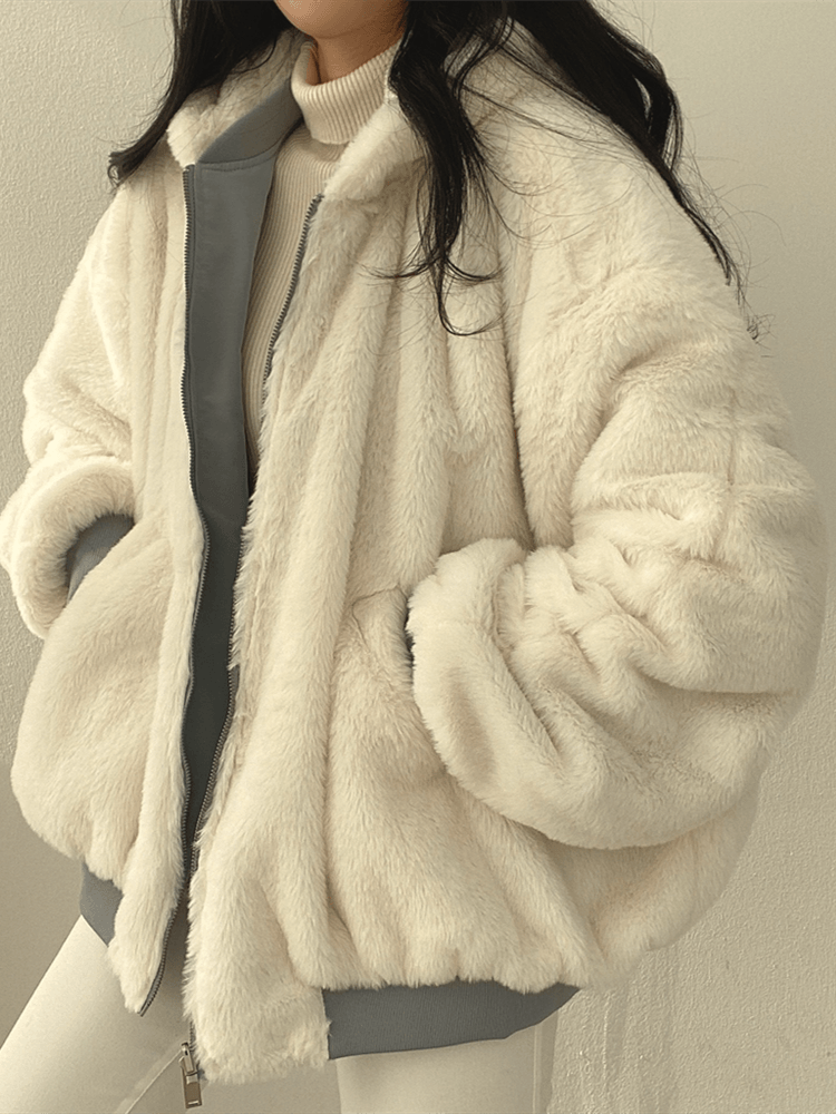 Kirra Oversized Hooded Zip Jacket - Dusty Blue