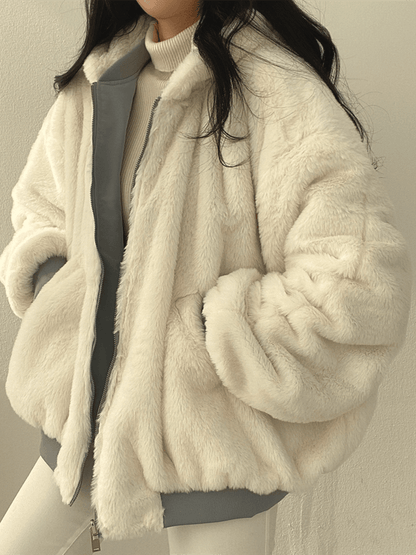 Kirra Oversized Hooded Zip Jacket - Dusty Blue