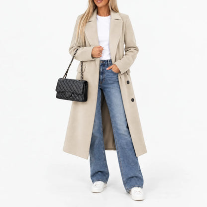Laiken Longline Notch Lapel Coat - Beige