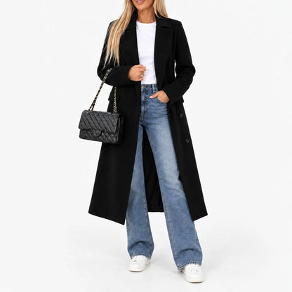 Laiken Longline Notch Lapel Coat - Black