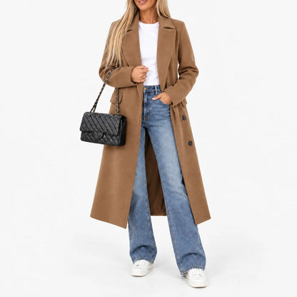 Laiken Longline Notch Lapel Coat - Camel