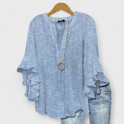 Larisa Ruffle Sleeve Top - Blue