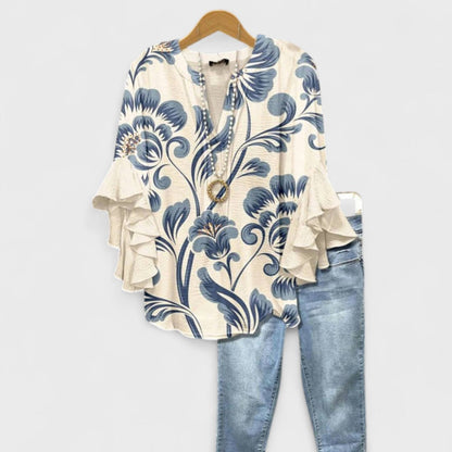 Larisa Ruffle Sleeve Top - White