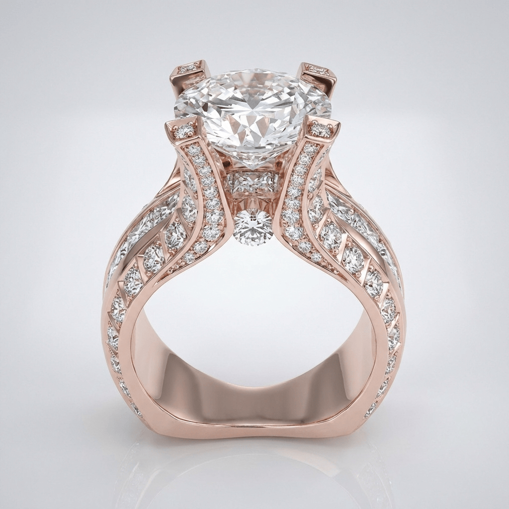 Leighton Round Halo Ring - Rose Gold