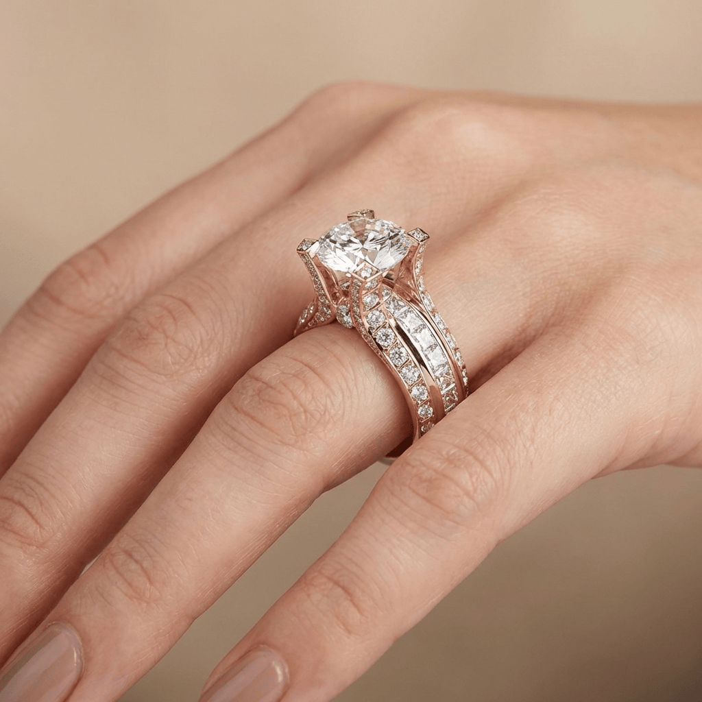 Leighton Round Halo Ring - Rose Gold