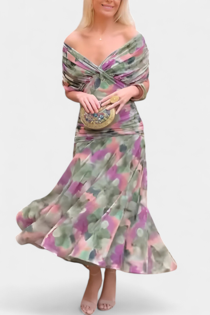 Leonor Maxi Dress - Green and Purple