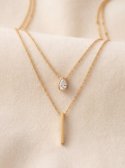 Leontine Layered Bar Necklace - Gold