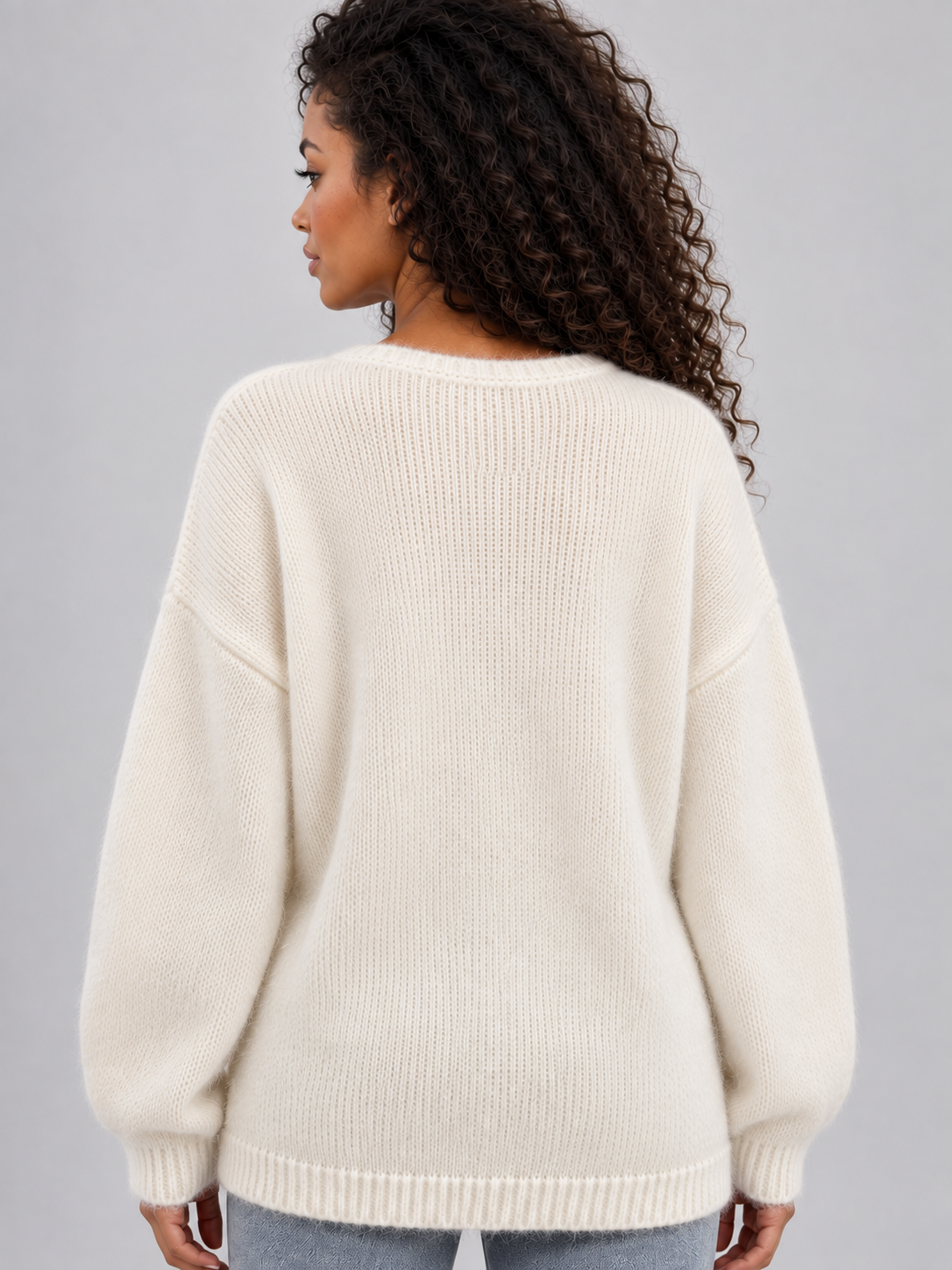 Letty Floral Applique Knit Sweater - Cream