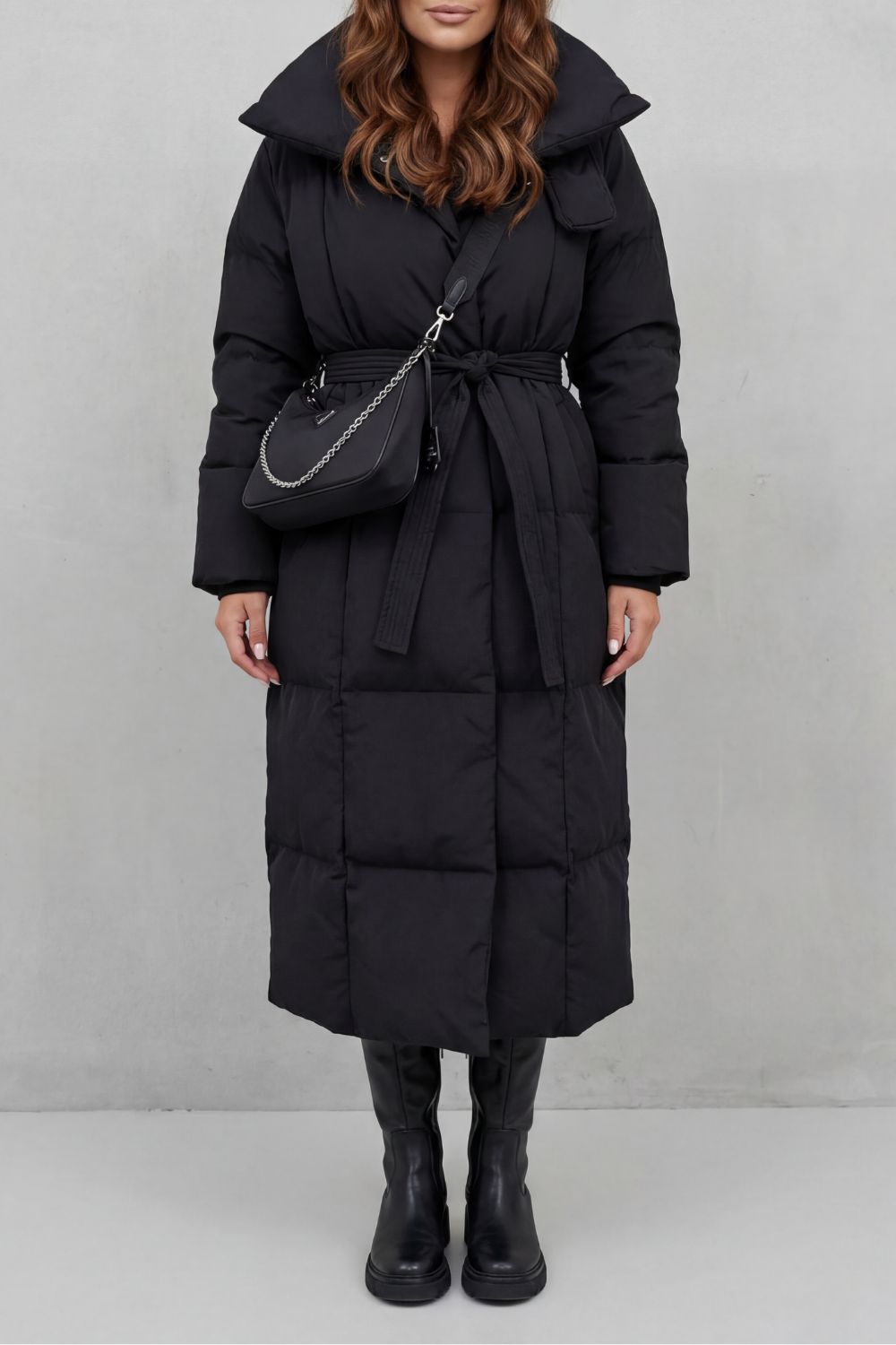 Lilian Belted Hooded Longline Puffer Coat