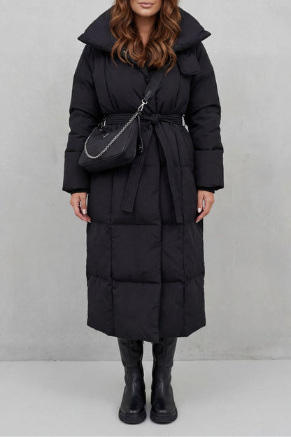Lilian Belted Hooded Longline Puffer Coat