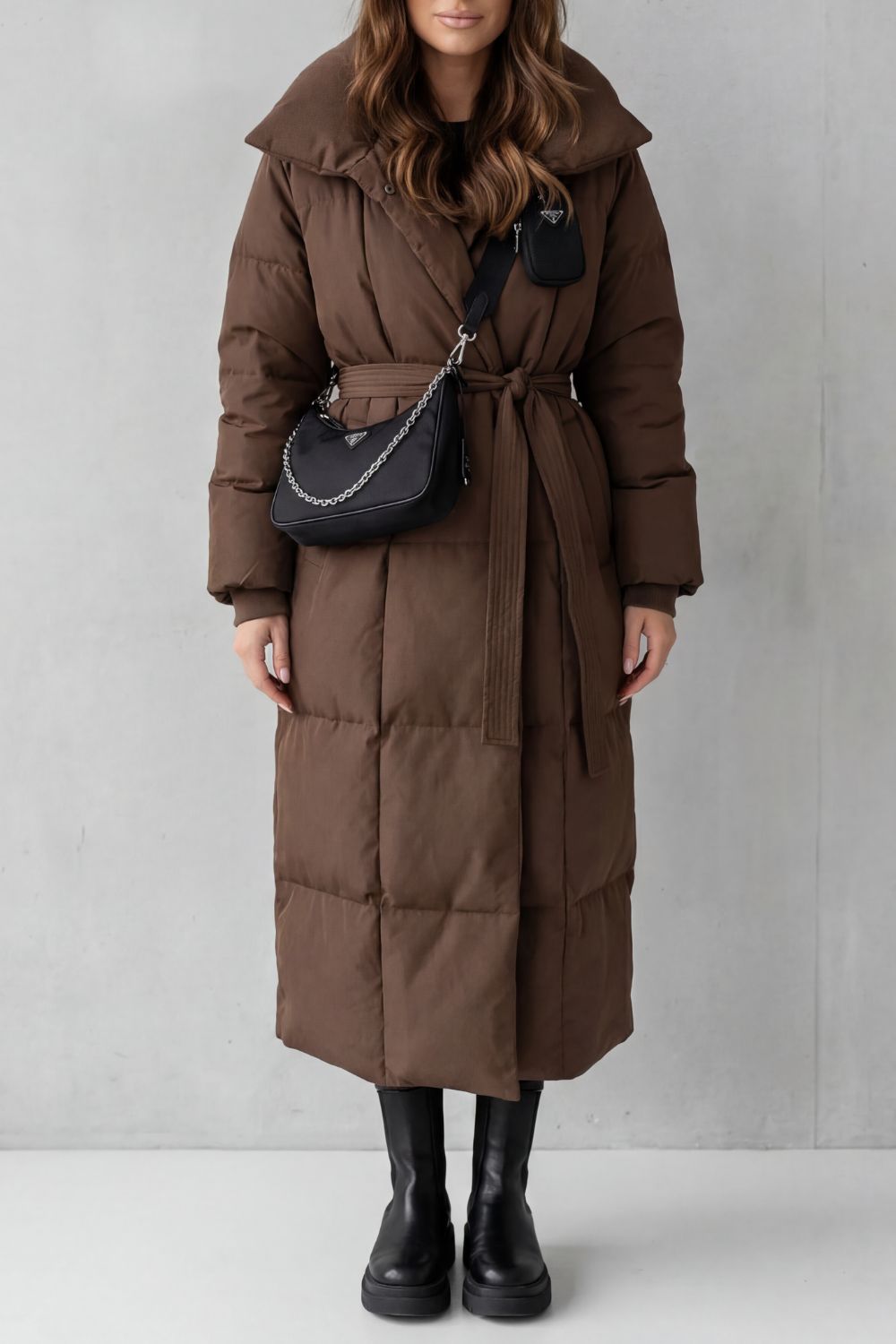 Lilian Belted Hooded Longline Puffer Coat