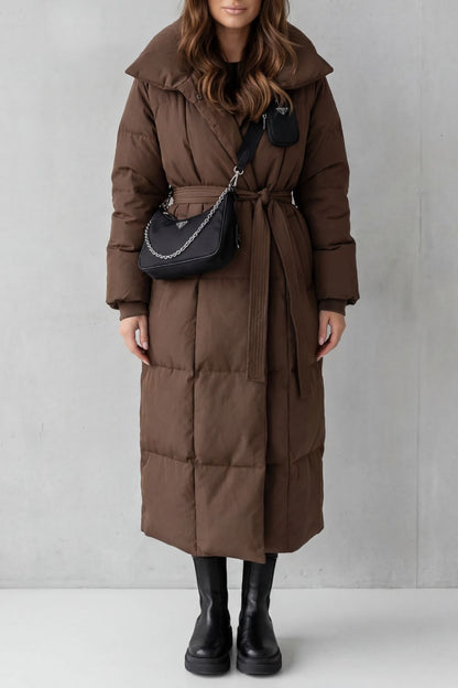 Lilian Belted Hooded Longline Puffer Coat