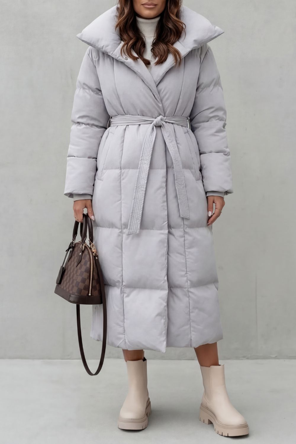 Lilian Belted Hooded Longline Puffer Coat