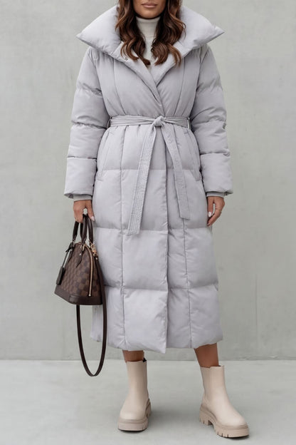 Lilian Belted Hooded Longline Puffer Coat