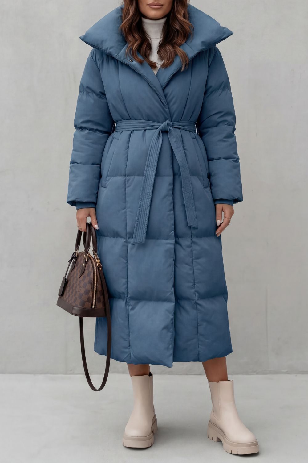 Lilian Belted Hooded Longline Puffer Coat