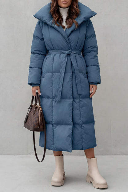 Lilian Belted Hooded Longline Puffer Coat