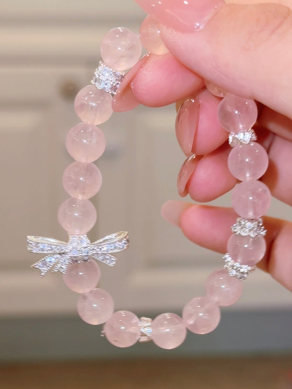 Linnet Pink Bead Bow Bracelet - Pink