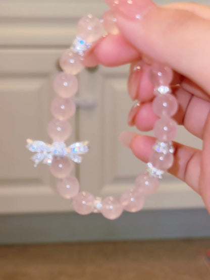 Linnet Pink Bead Bow Bracelet - Pink