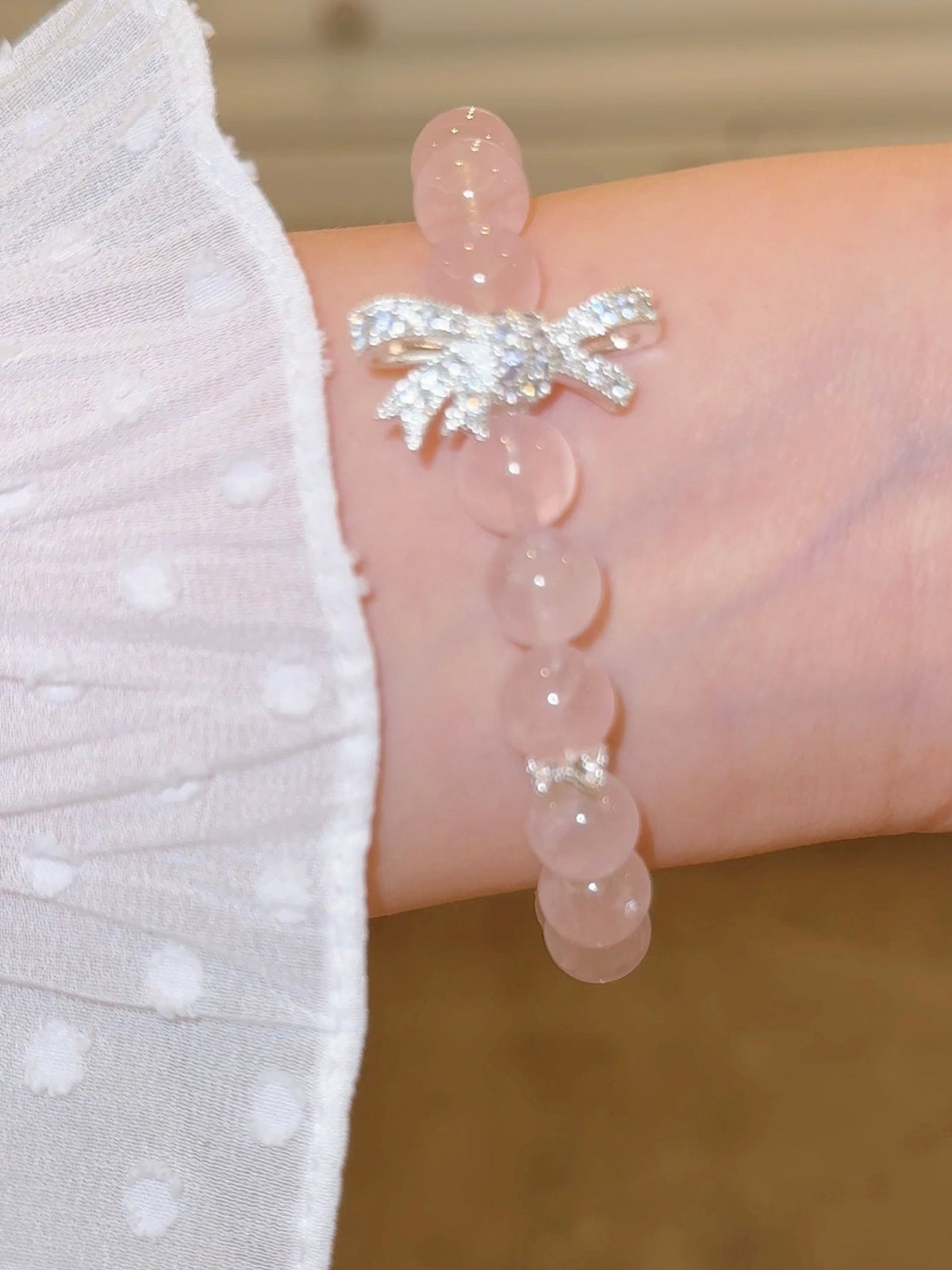 Linnet Pink Bead Bow Bracelet - Pink