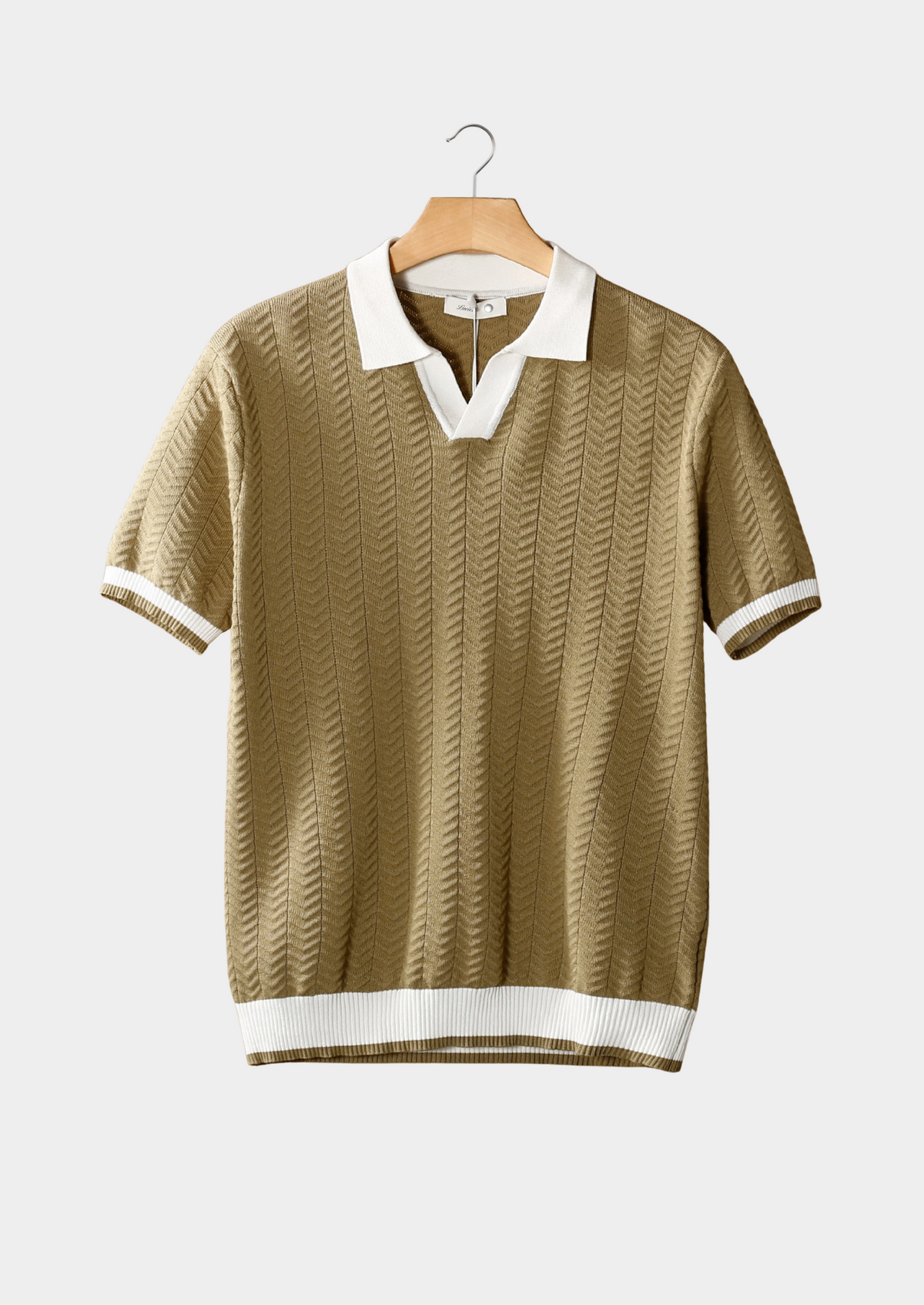 Luca Textured Polo Shirt - Almond