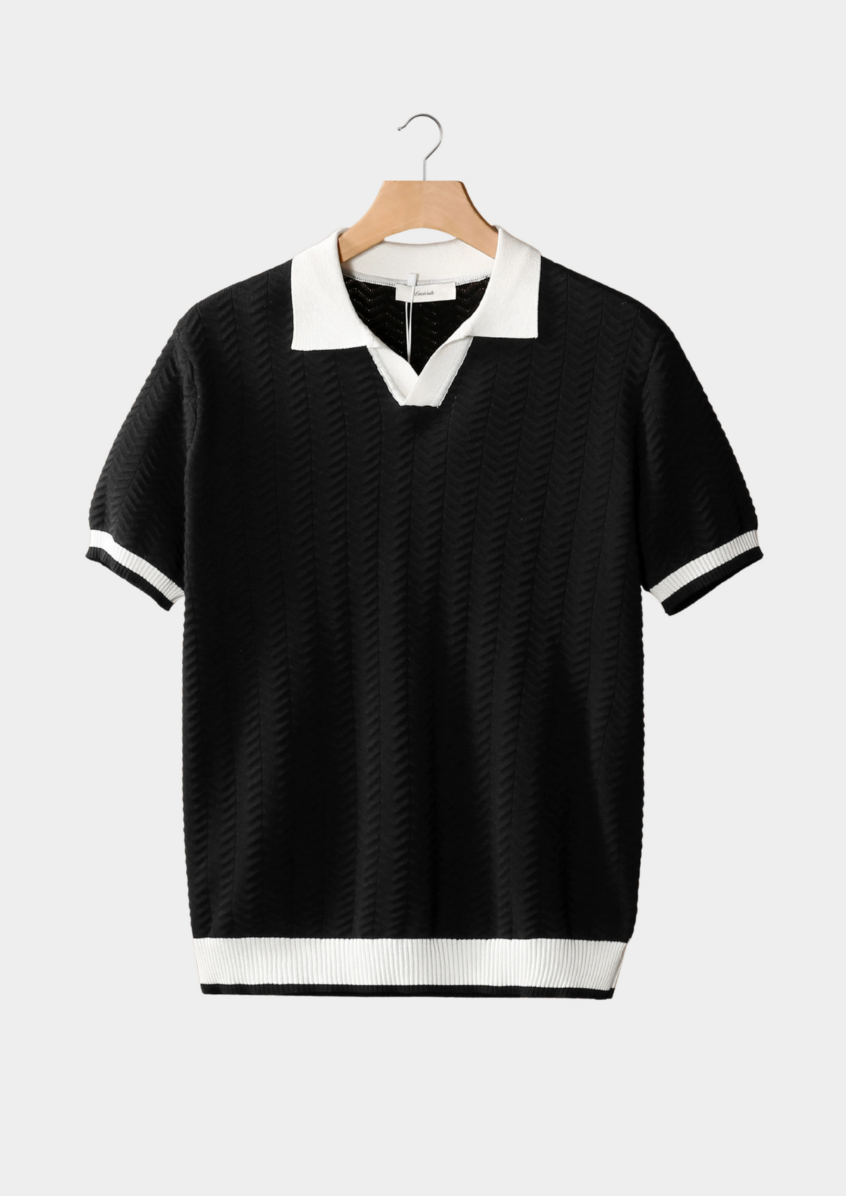 Luca Textured Polo Shirt - Black
