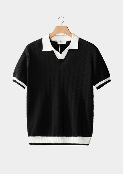 Luca Textured Polo Shirt - Black