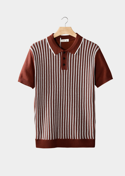 Lucan Striped Polo Shirt - Maroon