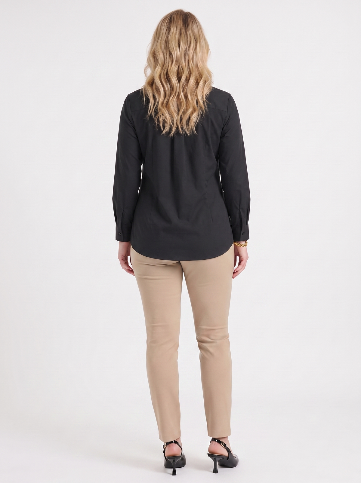 Lydie Tie Front Button Up Blouse - Black