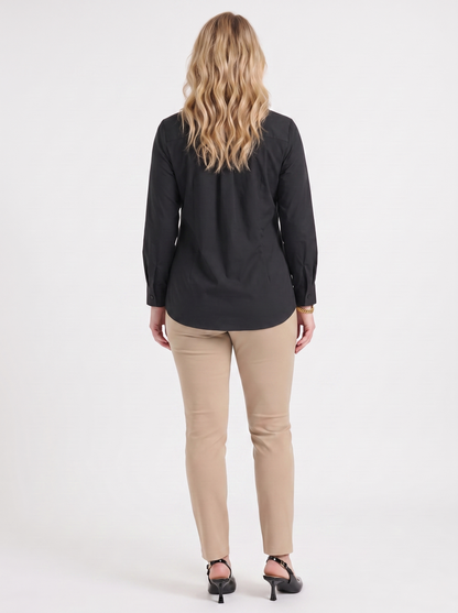 Lydie Tie Front Button Up Blouse - Black
