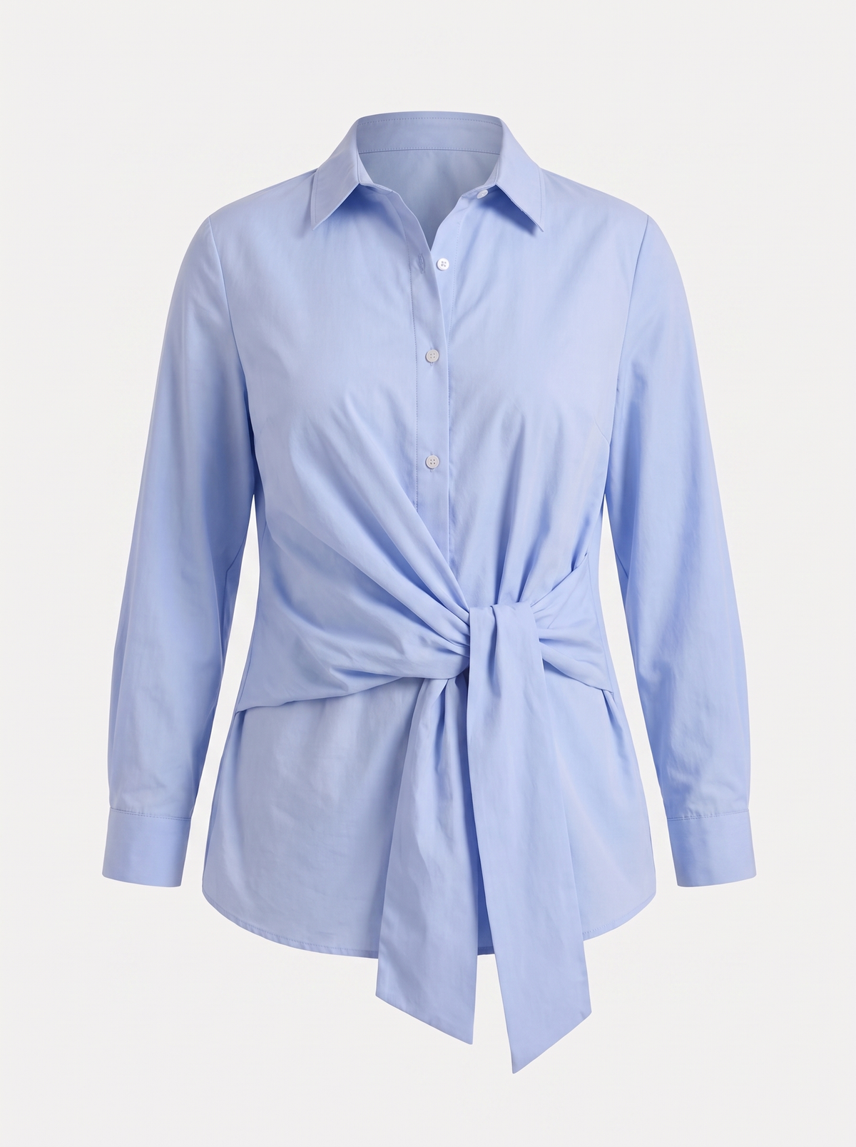 Lydie Tie Front Button Up Blouse - Light Blue