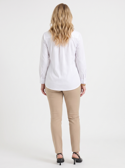 Lydie Tie Front Button Up Blouse - White