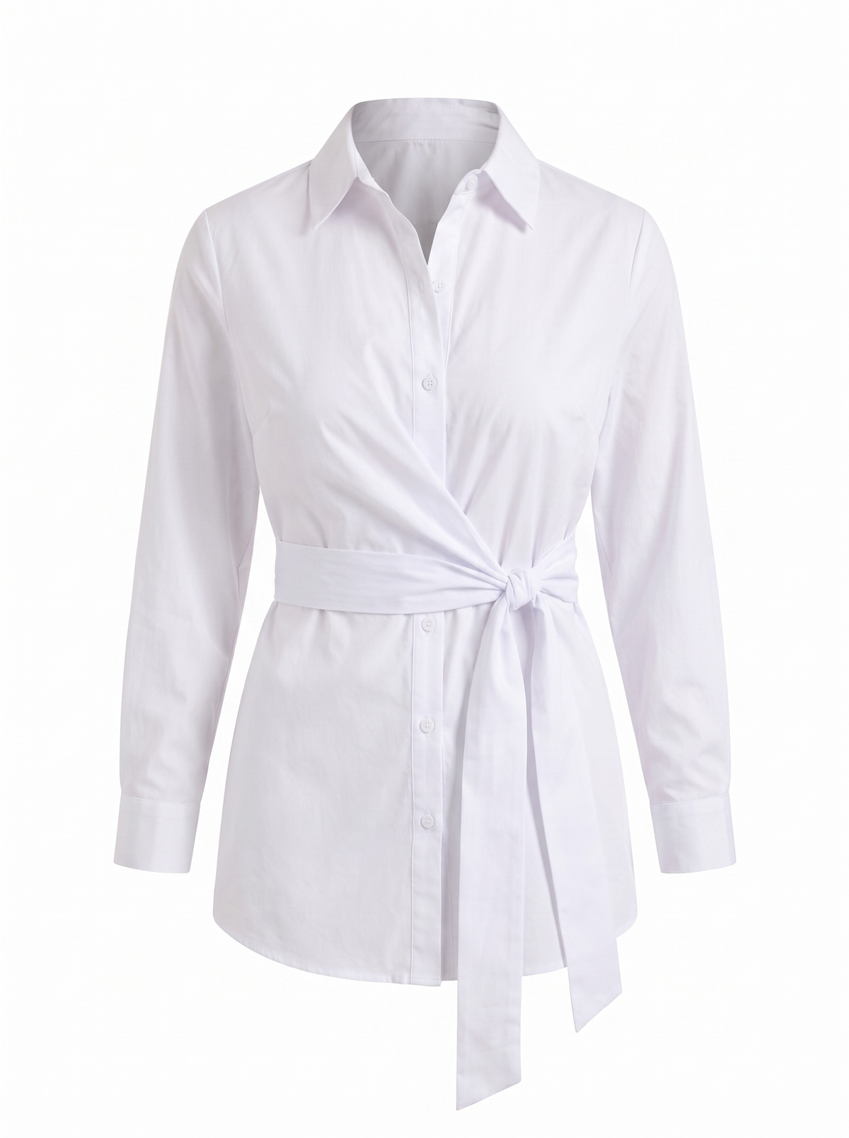 Lydie Tie Front Button Up Blouse - White