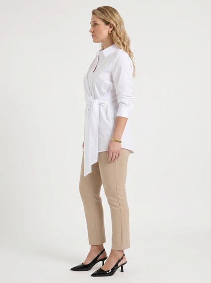 Lydie Tie Front Button Up Blouse - White