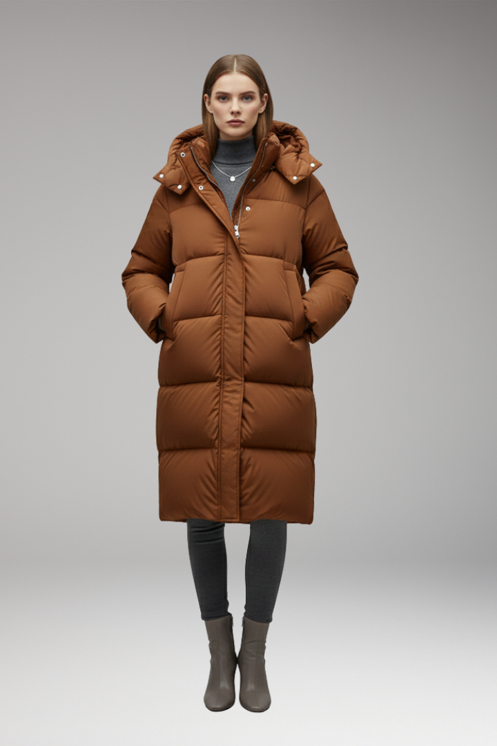 Mabel Long Quilted Hooded Puffer Jacket