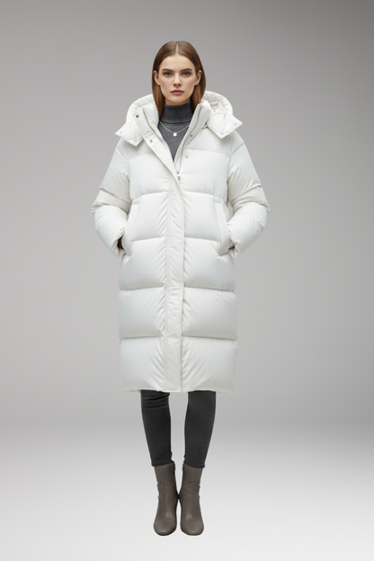 Mabel Long Quilted Hooded Puffer Jacket
