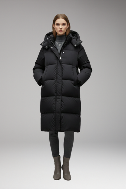 Mabel Long Quilted Hooded Puffer Jacket