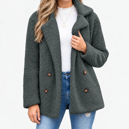 Mabry Teddy Double Breasted Coat - Charcoal Gray
