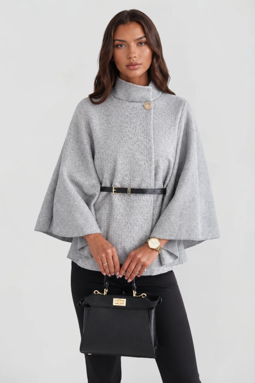 Madison Belted Oversized Wool Cape Coat