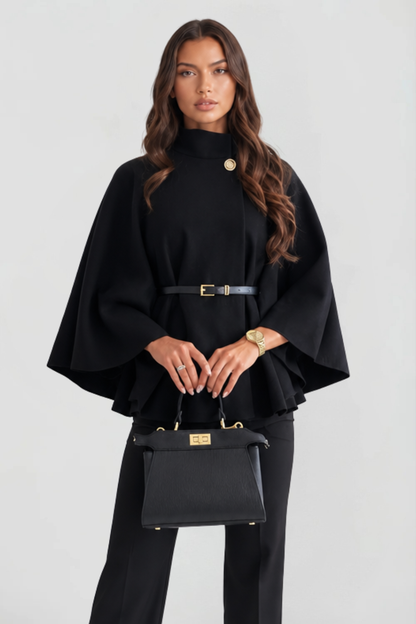 Madison Belted Oversized Wool Cape Coat