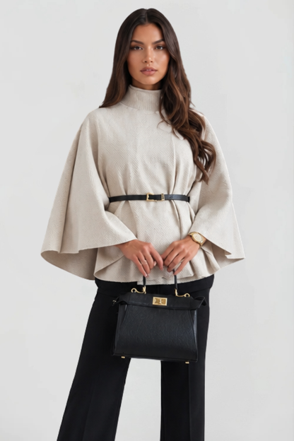Madison Belted Oversized Wool Cape Coat