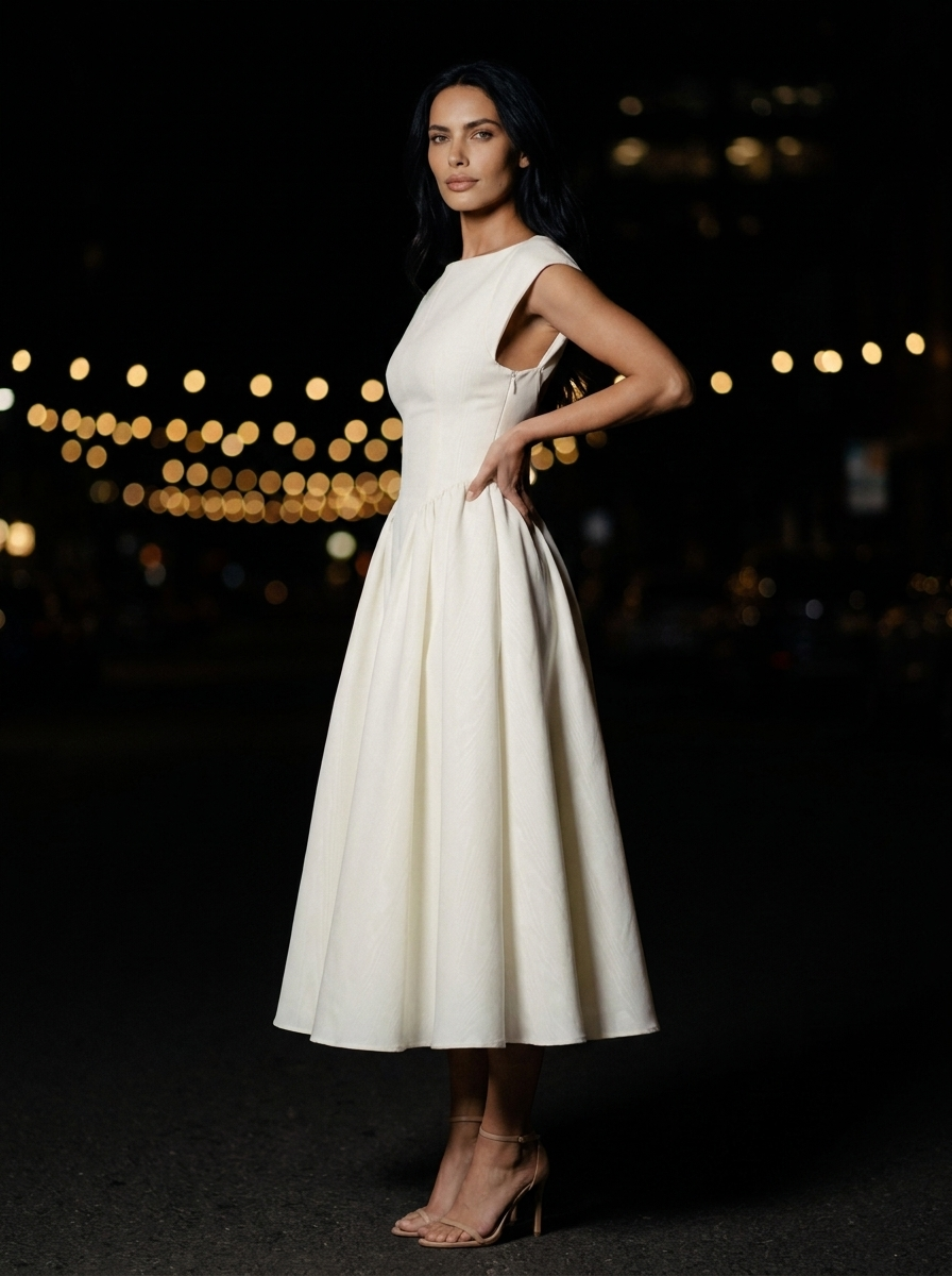 Maelis Cap Sleeve Velvet Midi Dress - Ivory