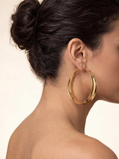 Maelys Gold Chunky Hoop Earrings - Gold