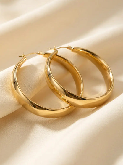 Maelys Gold Chunky Hoop Earrings - Gold