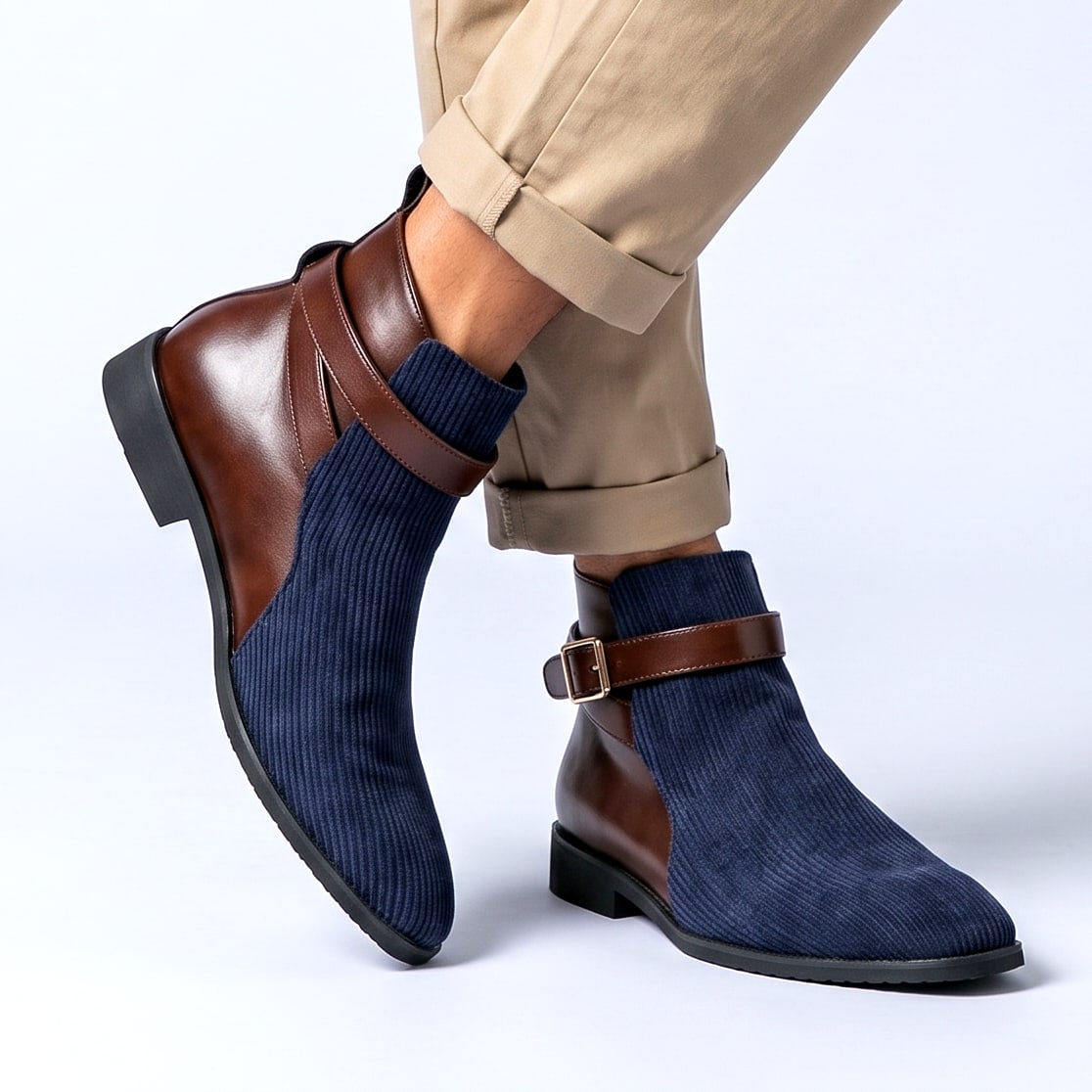 Magnus Corduroy Buckle Ankle Boots