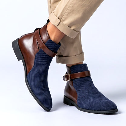 Magnus Corduroy Buckle Ankle Boots