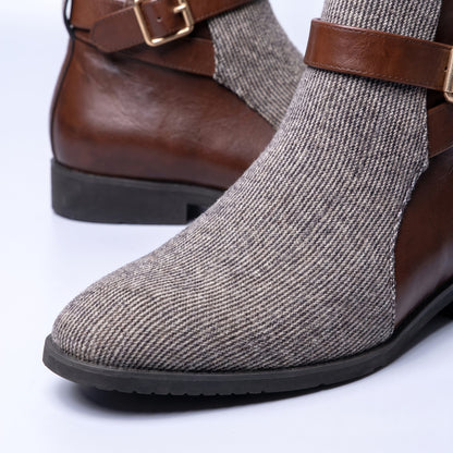 Magnus Corduroy Buckle Ankle Boots