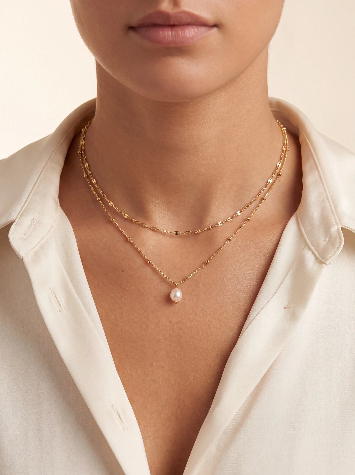 Marisela Gold Layered Pearl Necklace - Gold