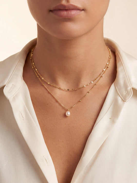 Marisela Gold Layered Pearl Necklace - Gold
